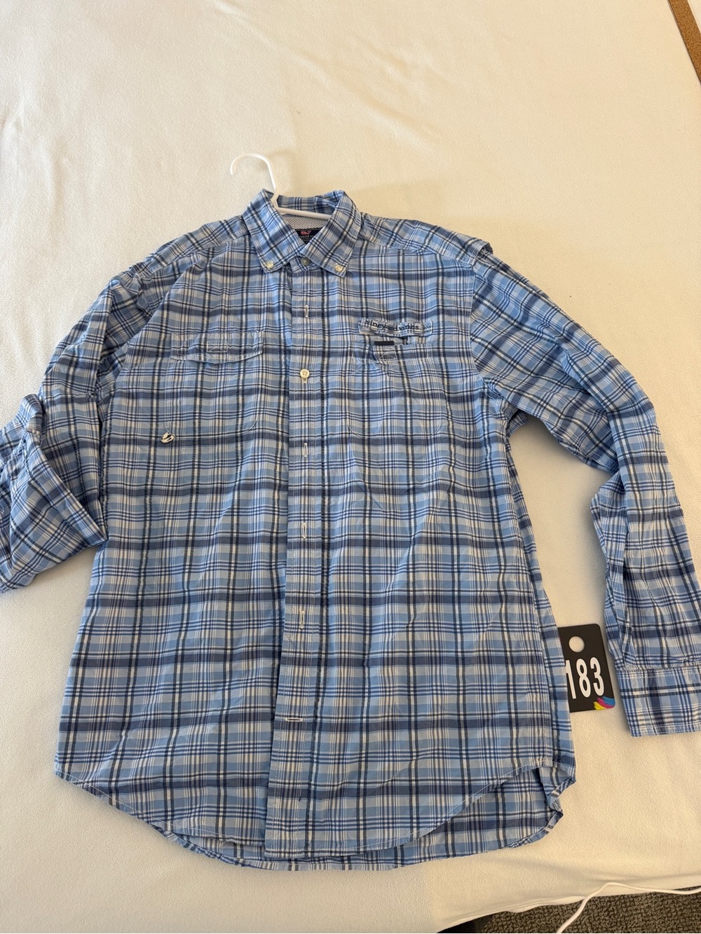 Vineyard Vines Fishing Vented Light Blue Plaid Button-Down Shirt